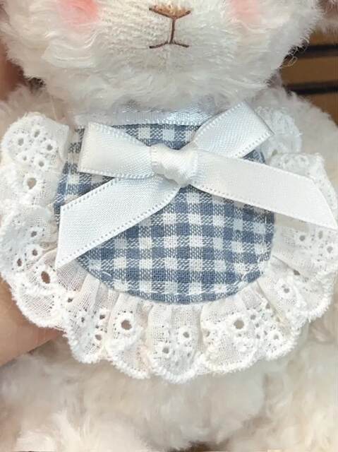 Lamb Blue Plaid Lace Bib with Blue Bow