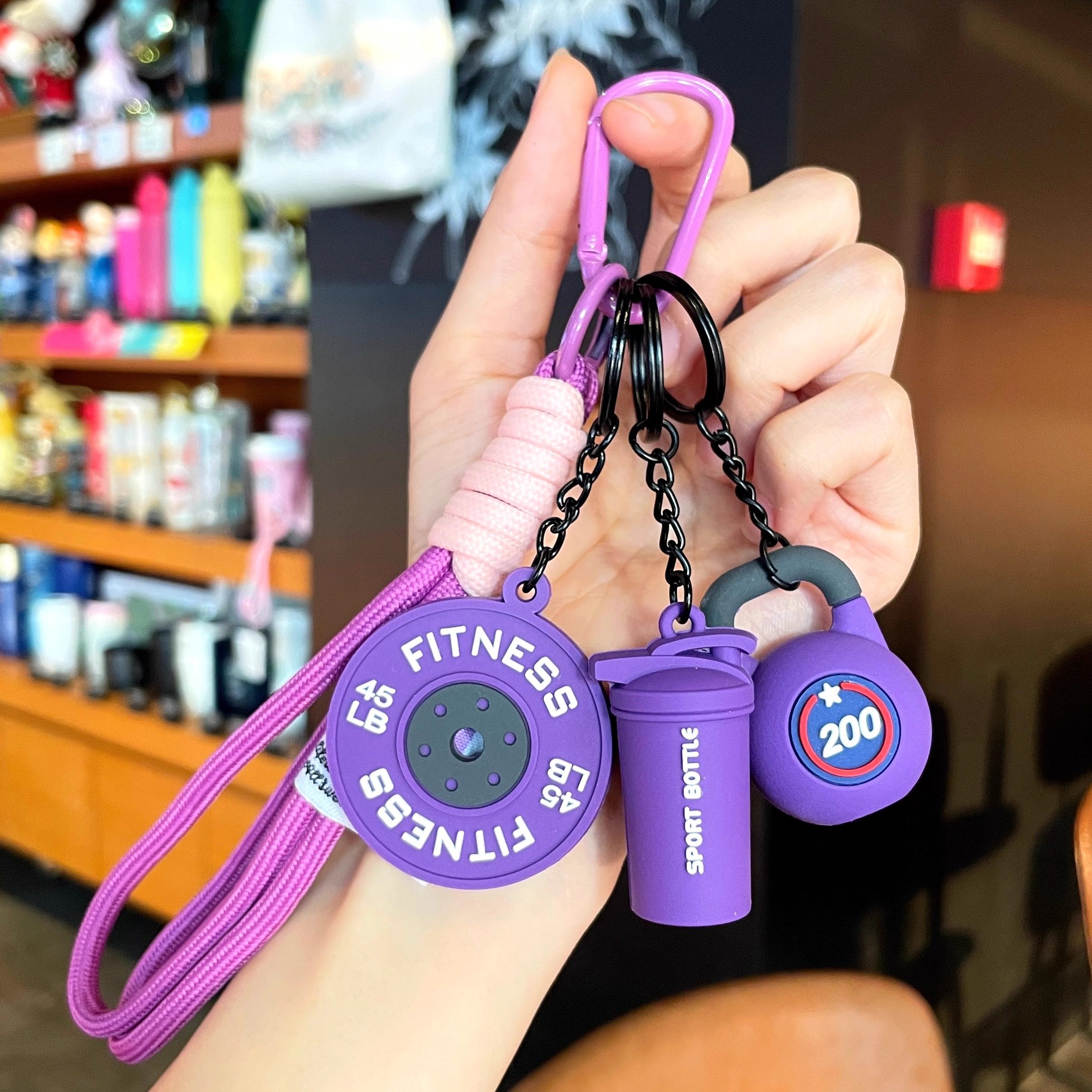 Fitness Keychain Sports Accessories Universal for Men and Women Couple Bag Pendant Dumbbell Kettlebell Souvenir Gift