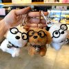Cute Dog Glasses, Puppy Bell, Plush Doll, Creative Keychain, Puppy Bag Pendant, Small Gift for Boys