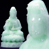 玉石观音菩萨佛像摆件家供奉客厅书房工艺品保平安送子观世音菩萨