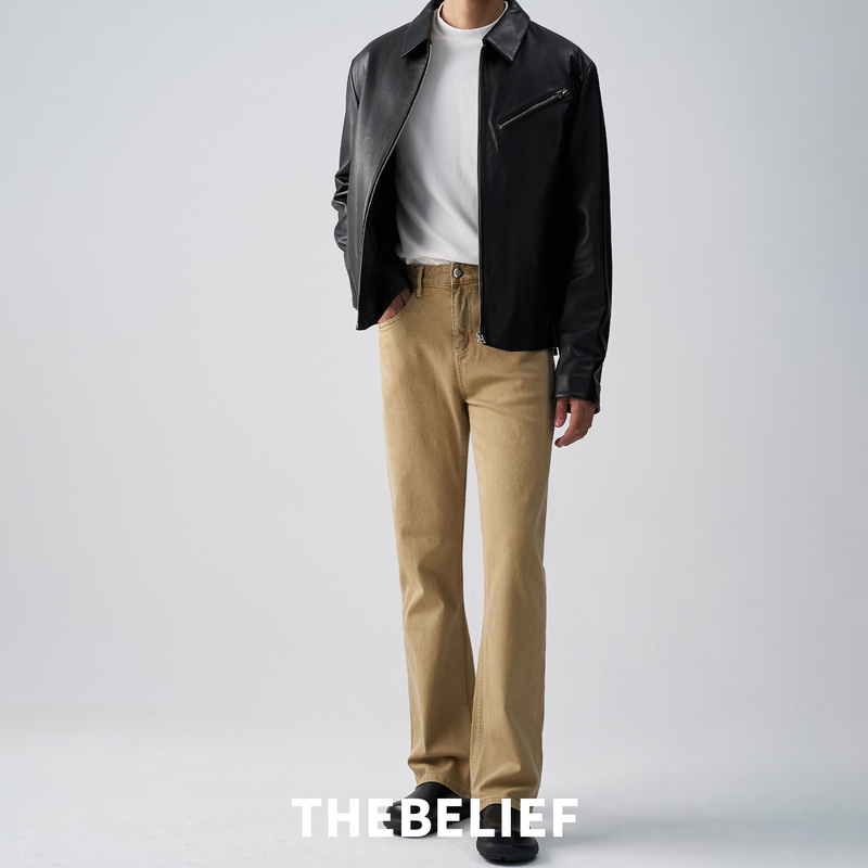 Autumn and Winter Retro Old Money Style Asut Ready-To-Wear Dyed Pima Cotton Slim Straight Pants 517 Flared Jeans for Men