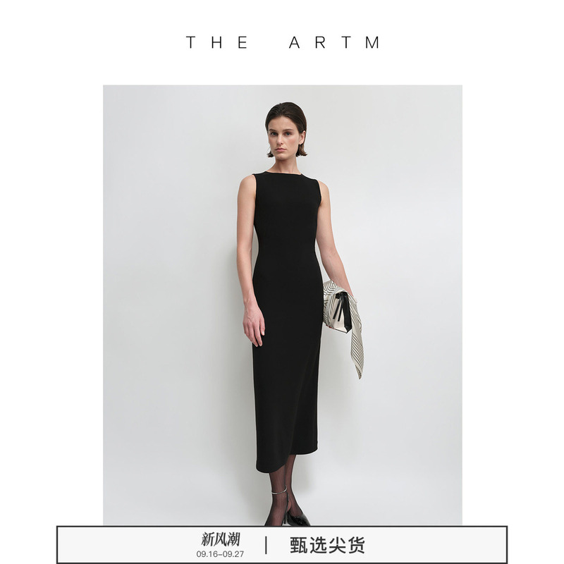 [Rachel Dress] the Artm Triacetate Stretch Black Dress, Waist-Cinching and Hip-Hugging Dress, New Summer Little Black Dress