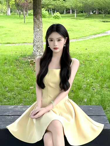 Желтое платье, корсет, комплект, мини-юбка, А-силуэт