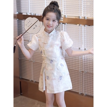 Hanfu girls 2024 new summer new Chinese style national style two-piece childrens clothing summer clothing ancient costume cheongsam suit skirt summer
