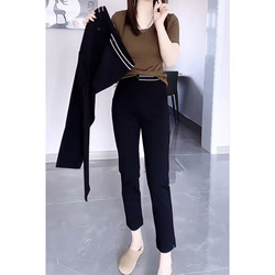 Black Tube Yanzi New Spring Pencil 3038 Pants Large Seven Size Pants Women's Elastic Nine-Point Petite Pants Tailor-made Pants