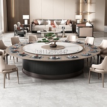 Hotel club hotel 3m2 electric dining table large round table box restaurant round slate turntable 20 people dining table and chairs