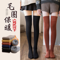 New over-the-knee socks for women Korean version jk autumn and winter plus velvet mid-high stockings thickened terry warm socks for girls trendy