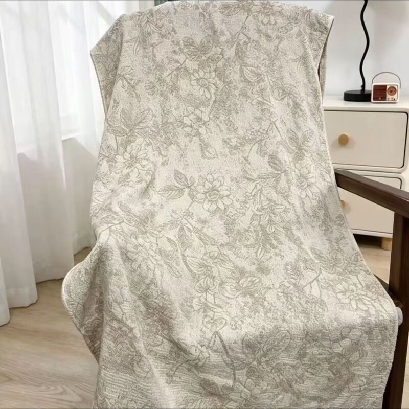 [75*150] Pleated Cotton-Linen Bath Towel, High-End Soft Skin-Friendly Gauze, Breathable Small Blanket, Sweat-Absorbent Thin Style