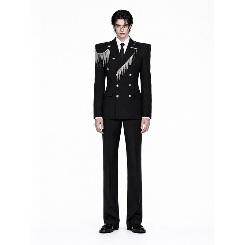Chi Yu【Ink Shadow Moon】Wide-Shoulder, Narrow-Waist Suit, High-End Men's Jacket with a Structured Design and a Tailored Waist