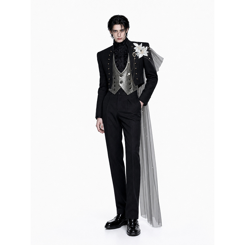 Chiyu【Moying Tangchuan】Wide-Shoulder, Narrow-Waist Suit, High-End Men's Jacket with a Structured Design and a Tailored Waist