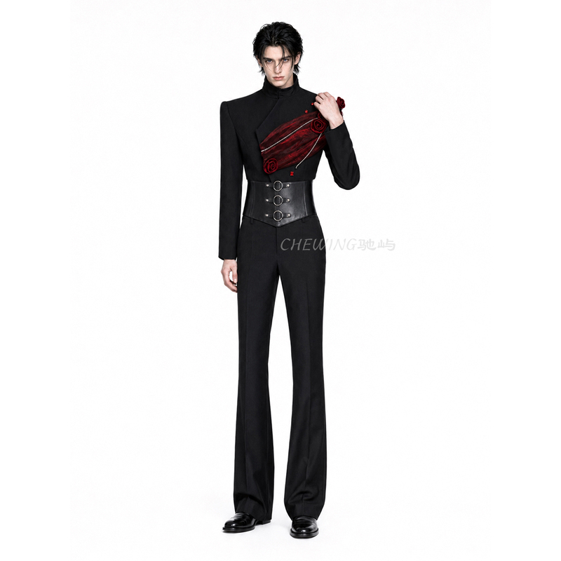 Chiyu【Red Shadow Badge】Wide-Shoulder, Narrow-Waist Short Suit, High-End Men's Suit with a Structured Design and a Tailored Waist