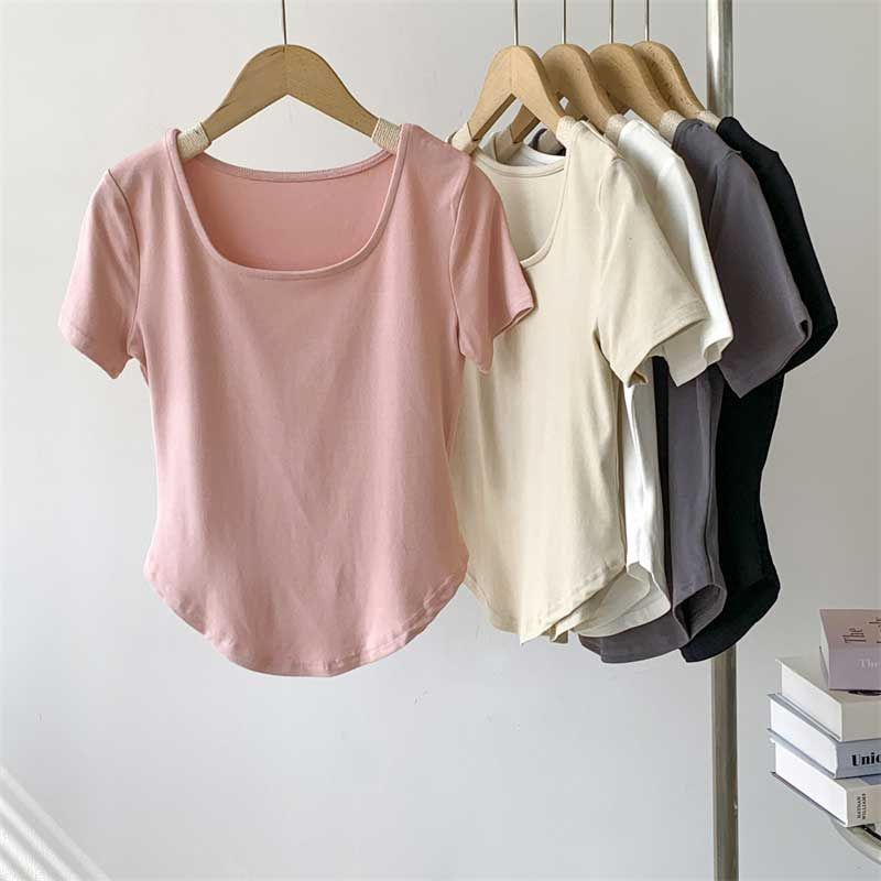 Modal High-Waisted Short-Sleeved T-Shirt for Women, Summer Thin Drapey Solid Color Dance Yoga Wear Base Shirt Top Modal High-Waisted Short-Sleeved T-Shirt for Women, Summer Thin Drapey Solid Color Dance Yoga Wear Base Shirt Top