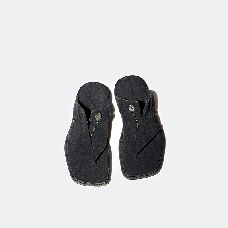 Sonder Plan Waistband Flip-Flops Square-Toe Flip-Flops Sandals Decorative Waistband Thong Slippers Old Money Style