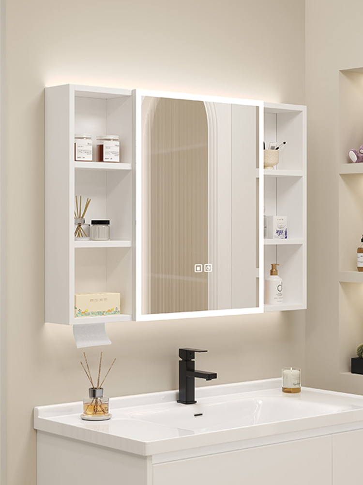 Nine Pastoral Space Aluminum Intelligent Bathroom Mirror Cabinet Separate Toilet Hanging Wall Type Integrated Containing Mirror Case Beauty Dresser-Taobao