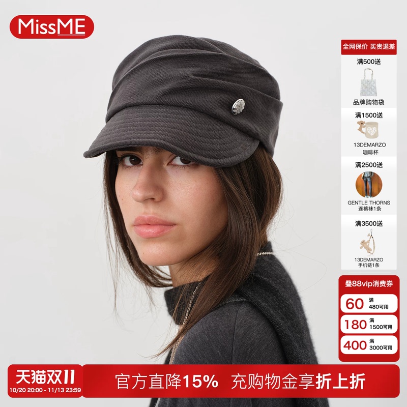 Yigenana Same Style Howwell Twill Retro Buckle Large Brim Baseball Cap Makes Face Look Smaller Linen Cotton Equestrian Hat