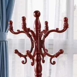Solid Wood Coat Rack Floor-Standing Bedroom Home Living Room Multi-Functional Bag Rack Clothes Rack European-Style Vertical Clothes Rack