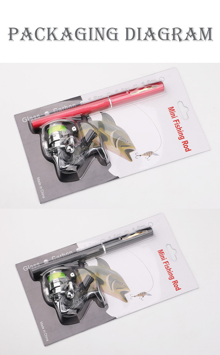 Море удочкой 1米新款钢笔钓鱼竿配xm100迷你金属纺车轮跨境爆款亚马h4