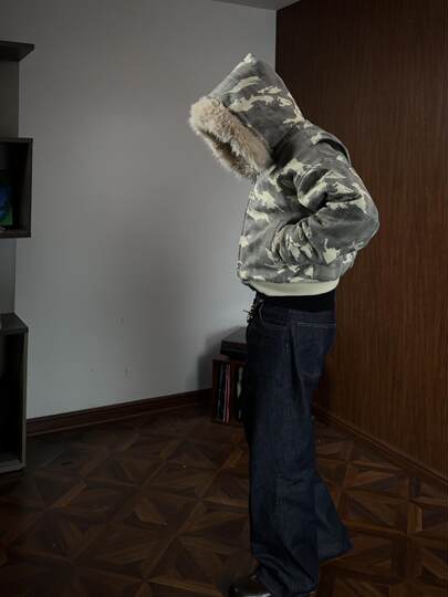 Oclin-Cuello de piel desmontable de visón, multiforma, tallado en montaña, camuflaje, antiguo, para rascar, a prueba de viento, súper pesado, a prueba de frío