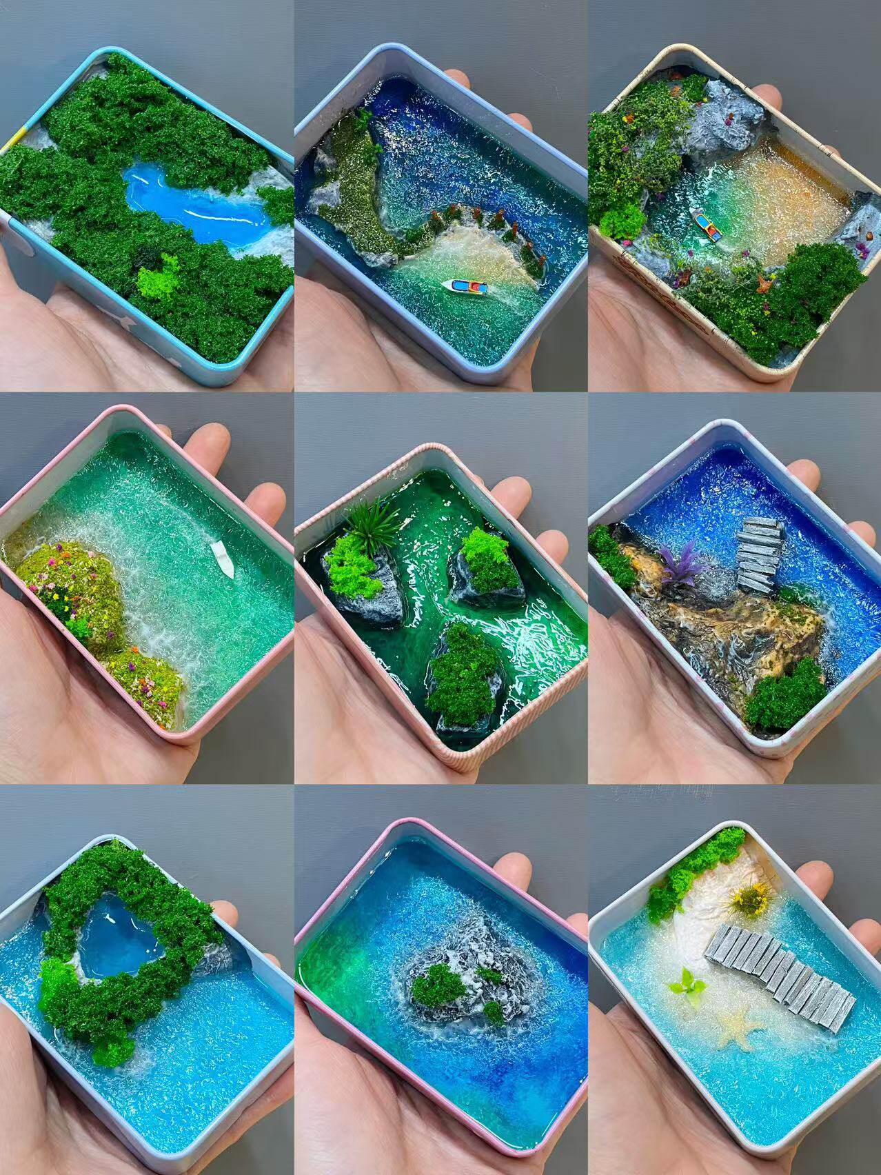 3D модель члена маятник  铁盒模型diy材料包零基础视频教学制作岛礁海洋鲸鱼手工微缩景观
