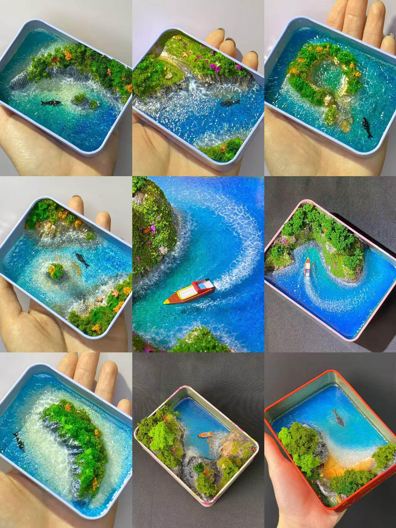 3D модель члена маятник  铁盒模型diy材料包零基础视频教学制作岛礁海洋鲸鱼手工微缩景观