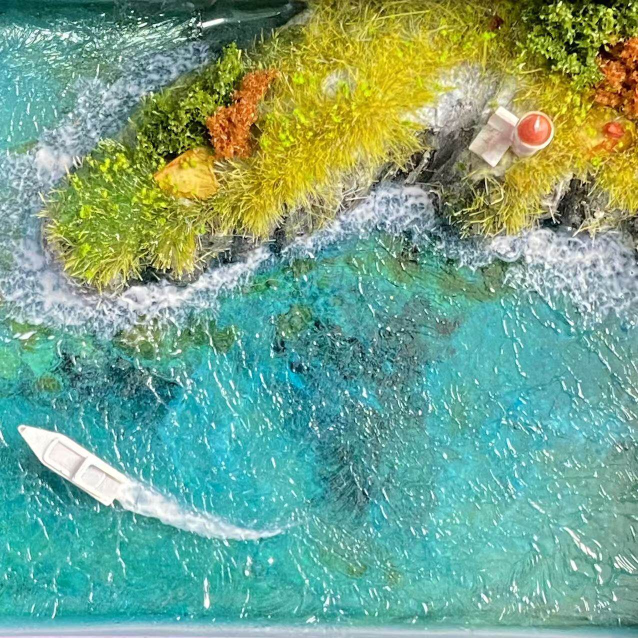3D модель члена маятник  铁盒模型diy材料包零基础视频教学制作岛礁海洋鲸鱼手工微缩景观