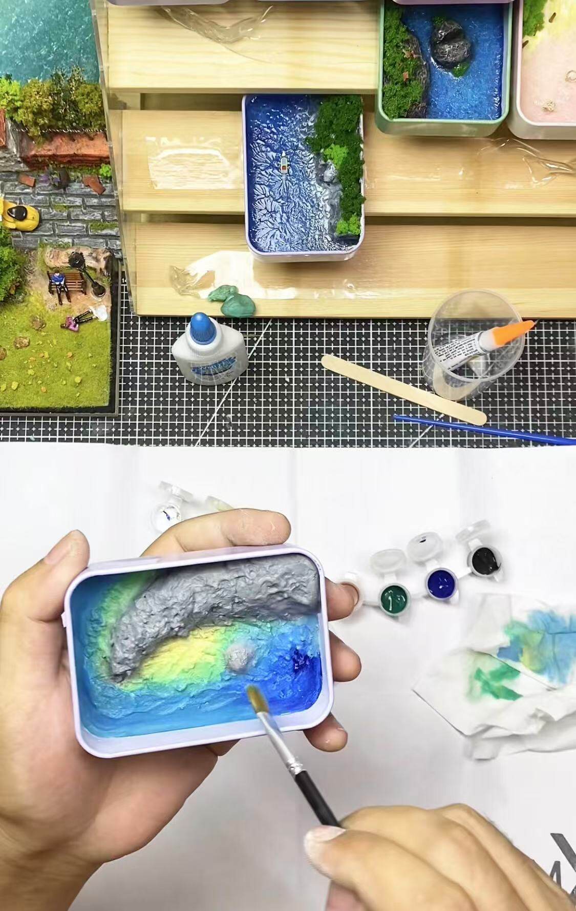 3D модель члена маятник  铁盒模型diy材料包零基础视频教学制作岛礁海洋鲸鱼手工微缩景观