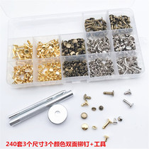 240 sets of 3 sizes and 3 colors double-sided rivet strap installation tools rivets in boxes leather snaps for cross-border supply