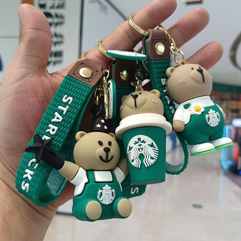 Cross-Border Starbucks Bear Keychain Cartoon Exquisite Car Keychain Doll Milk Tea Cup Bag Pendant Wholesale Cross-Border Starbucks Bear Keychain Cartoon Exquisite Car Keychain Doll Milk Tea Cup Bag Pendant Wholesale