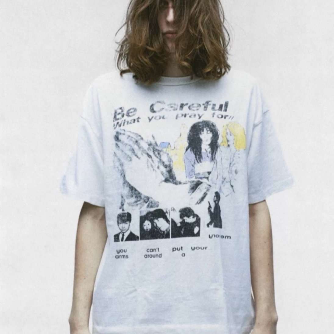 ERD24fw 祈祷人像“be careful”插画 画印花人像水洗T恤 短袖 3