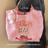 Японский тканевый мешок, нейлоновый шоппер, сумка на одно плечо, с вышивкой