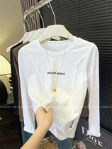 European station French retro letter long-sleeved T-shirt for women autumn new simple casual versatile temperament bottoming top