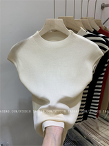 European half turtleneck pure desire simple slim fit flying sleeve sweater sleeveless slim solid color vest T-shirt bottoming trend