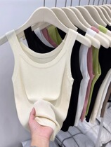 Chic irregular little hanging vest female with ice wire knitted and blouse underwear short sexy exposed back tops 2024