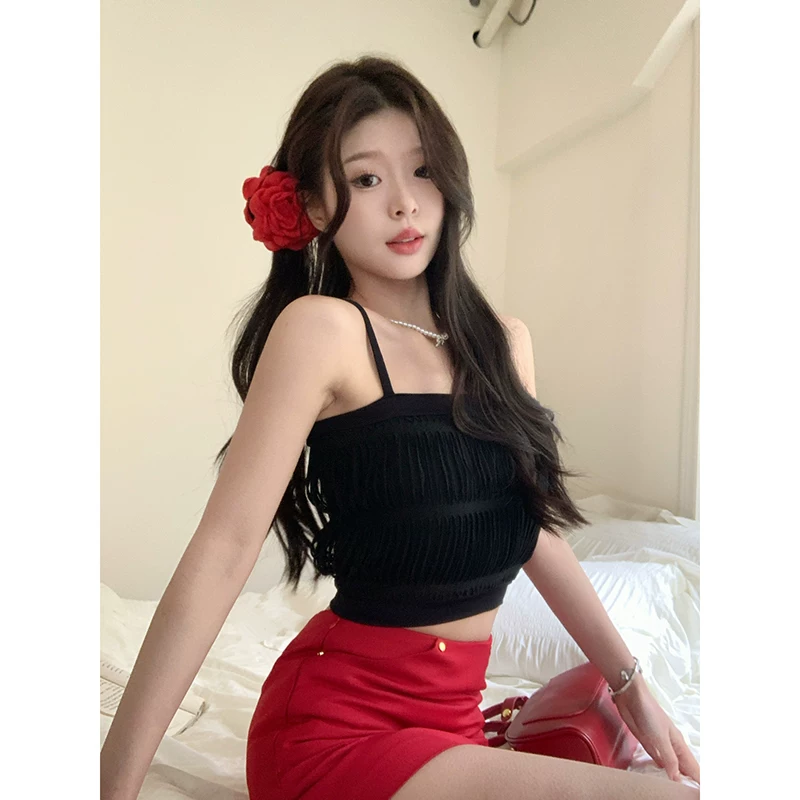 [Страсть к пикантным игрокам] 2024 летняя новинка imp? — текст есть: inner sexy fold vest hot girl top pure desire wind suspender