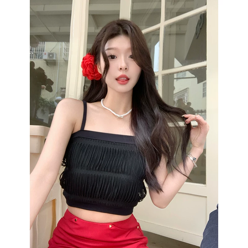 [Страсть к пикантным игрокам] 2024 летняя новинка imp? — текст есть: inner sexy fold vest hot girl top pure desire wind suspender