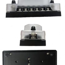 Modified straight car fuse box with 612 in and 612 out screws and nuts to fix the multi-channel fuse holder and flame retardant 6)