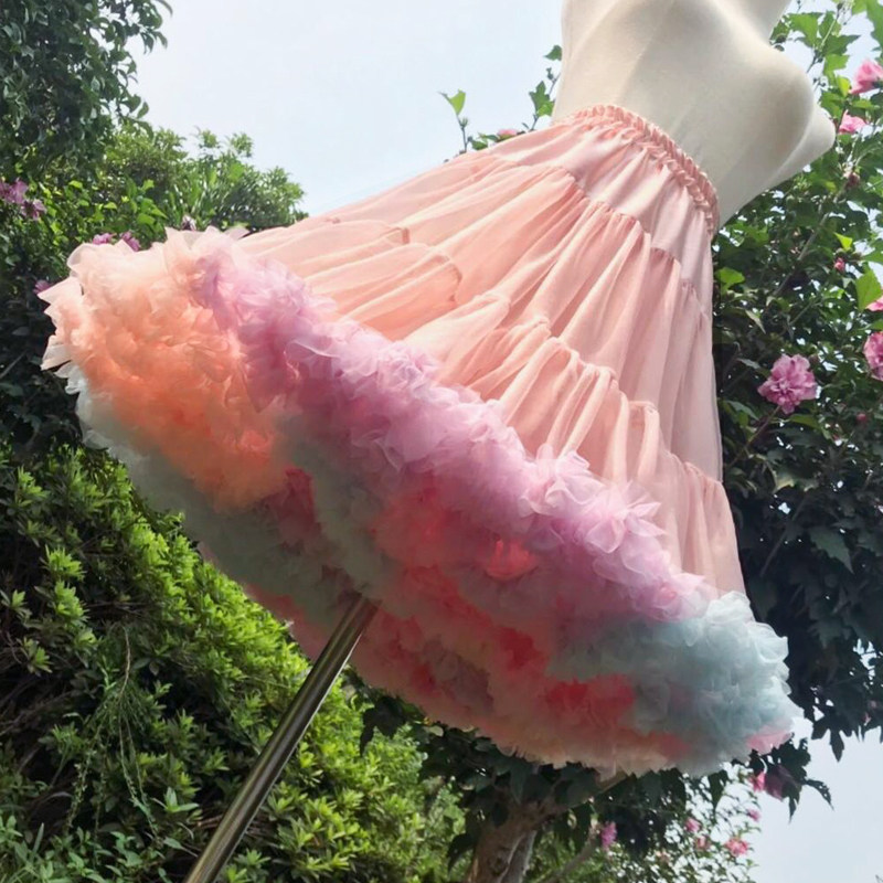 Dress-ups lolita flower field and rainbow clouds support Lolita dress Superboolite violent veil-free skirt