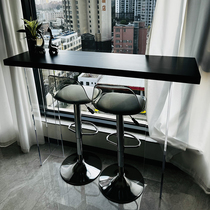 Acrylic suspended solid wood bar table partition cabinet balcony small bar wall bar table high table and chair combination
