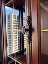 French retro handle bathroom bathroom cabinet heaven and earth lock American light luxury long pole handle lock anti-antique brass latch