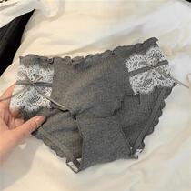 Black toffee girl Japanese pure lust bow lace girl panties cotton comfortable low-waist briefs