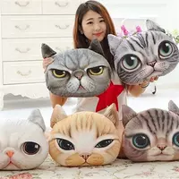 35cmx36cm 3D Cute Cat Dog Head Pillow Cushion Home Sofa Car