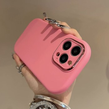 Chubby Metal Lens 16Promax Apple Phone Case Iphone14Pro Simple Women's Style 15Pro Anti-Drop Soft Case 13 Spring 12 Niche 14Promax Silicone 11 Trendy Phone Protective Cover