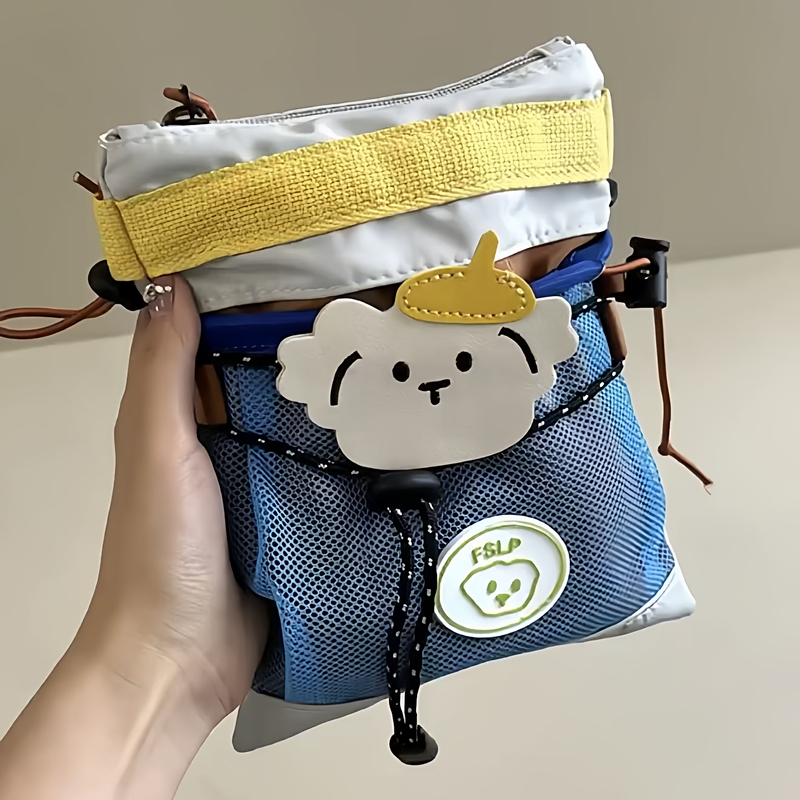 Cute Puppy Mobile Phone Bag, Hollow Mesh Pouch, Creative Coin Purse, Niche Key and Earphone Storage Bag, Crossbody Shoulder Bag