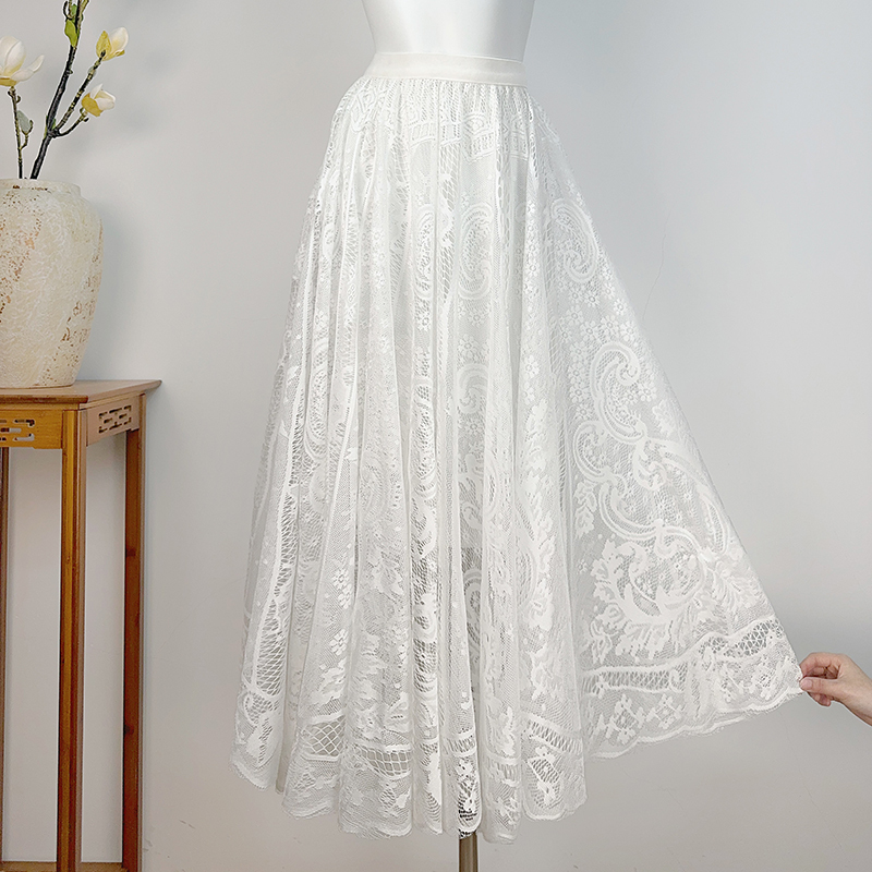 Cheongsam Inner Petticoat Spring and Summer Lace Mesh Skirt Elastic Waist Retro Versatile Cheongsam Matching Solid Color Base Layer