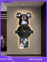 Net Red Violent Bear Clock Hanging Clock Living Room Restaurant Table Hanging Wall Brief Modern Home Creative Clock Wall Lamp Muted