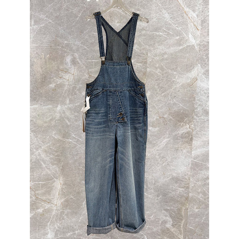 Shenzhen Nanyou High-End Women's Fashion 2026 New American Retro Washed Denim Stylish Suspender Jeans Casual Pants
