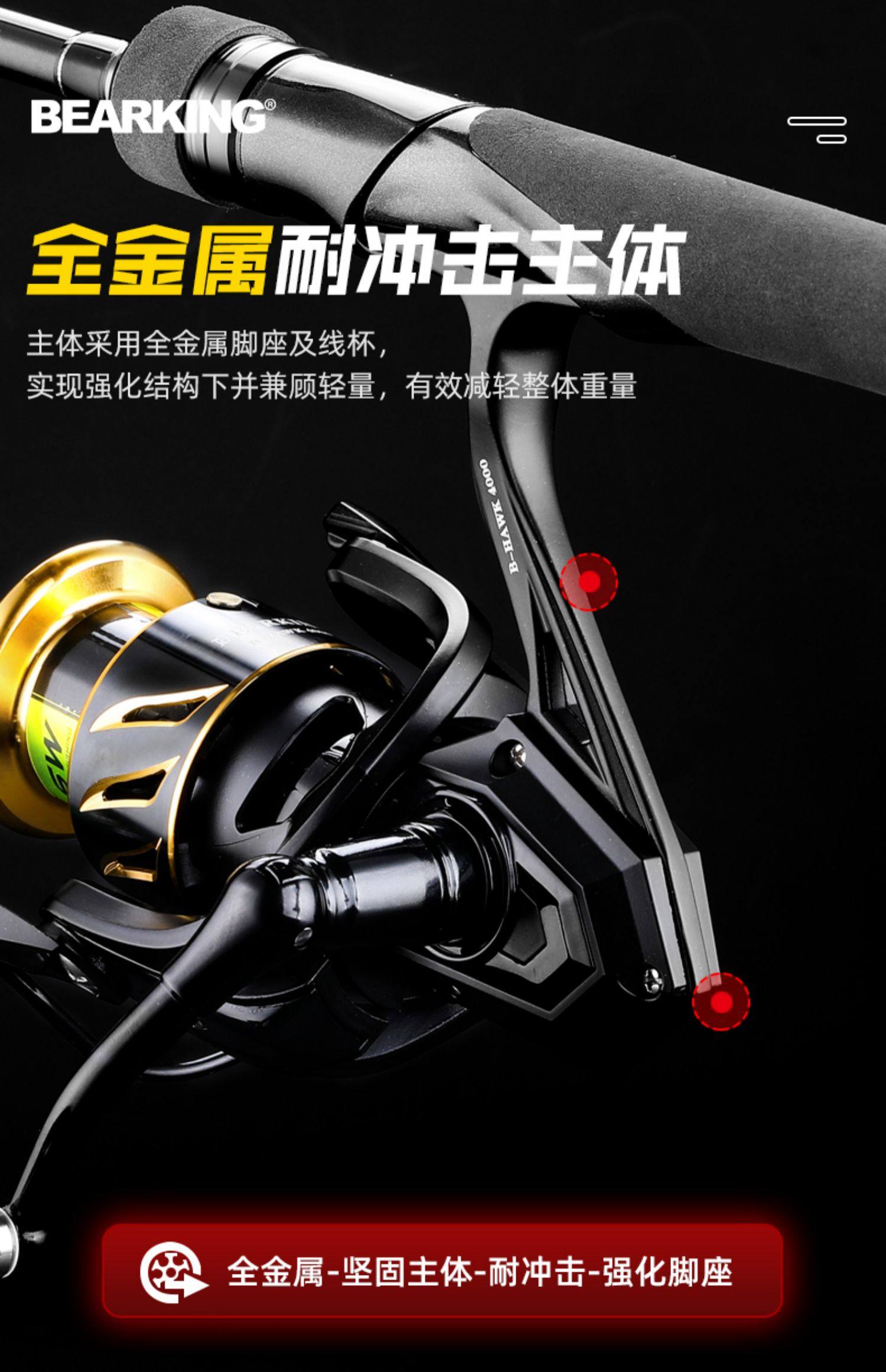 熊王 黑鹰海钓全金属纺车轮(图7)