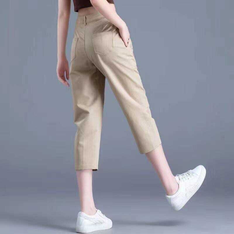 Women's Cotton and Linen Pants 2026 Summer Thin Women's Pants Cropped Pants High-Waisted Suit Casual Pants Breathable Work Pants Breeches