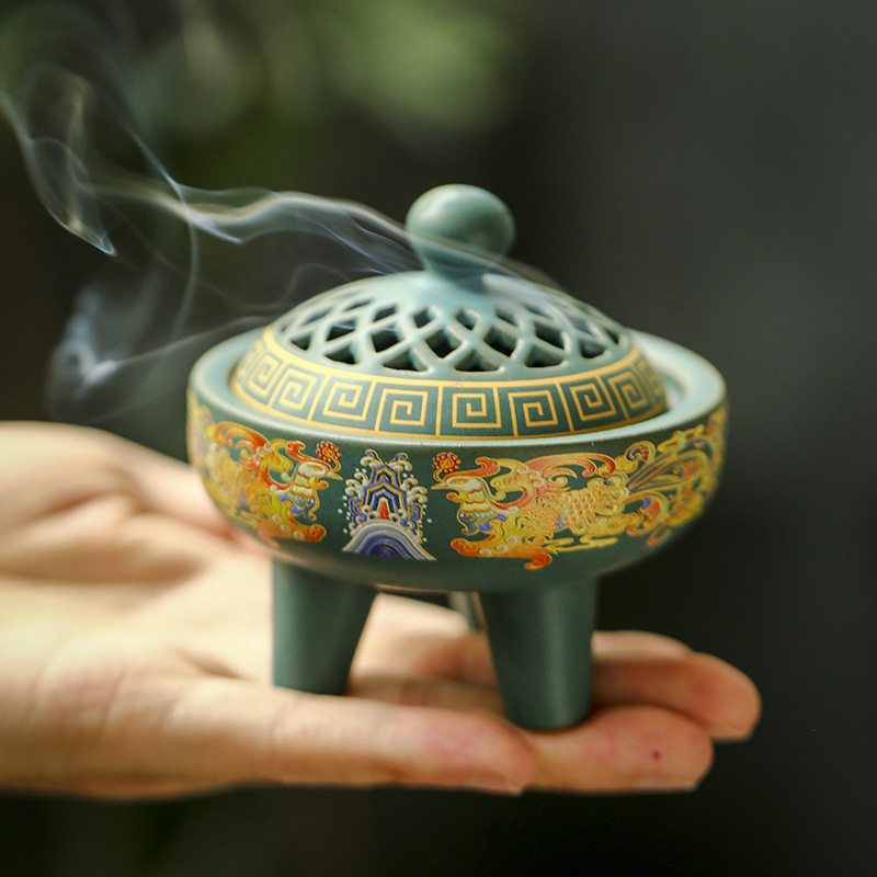 Cloisonné Incense Burner Chinese-Style Sandalwood Incense Burner Creative Home Fragrance Enamel Ceramic Incense Burner Cloisonné Incense Burner Chinese-Style Sandalwood Incense Burner Creative Home Fragrance Enamel Ceramic Incense Burner