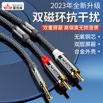 Rexon 3.5mm Audio Cable, One-To-Two Magnetic Ring Noise Reduction Audio Amplifier Connection Cable, Rca Red and White Dual Plug, Computer, Mobile Phone, Tv Adapter, Speaker, Subwoofer Output, One-To-Two